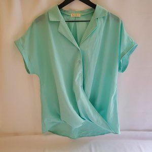 She & Sho Collared Button Up Unique Fit Light Aqua Size L